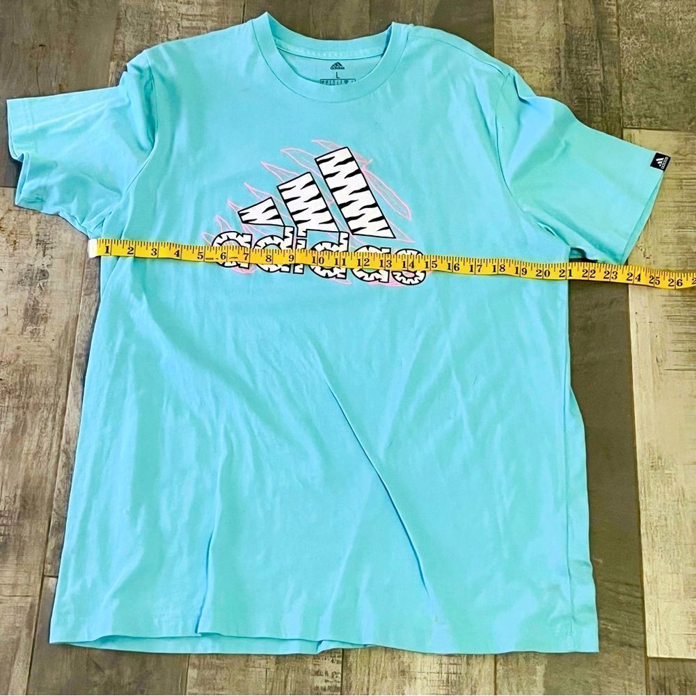 80s Adidas Teal Pink Black Retro Short Sleeve Tee Shirt Unisex L
